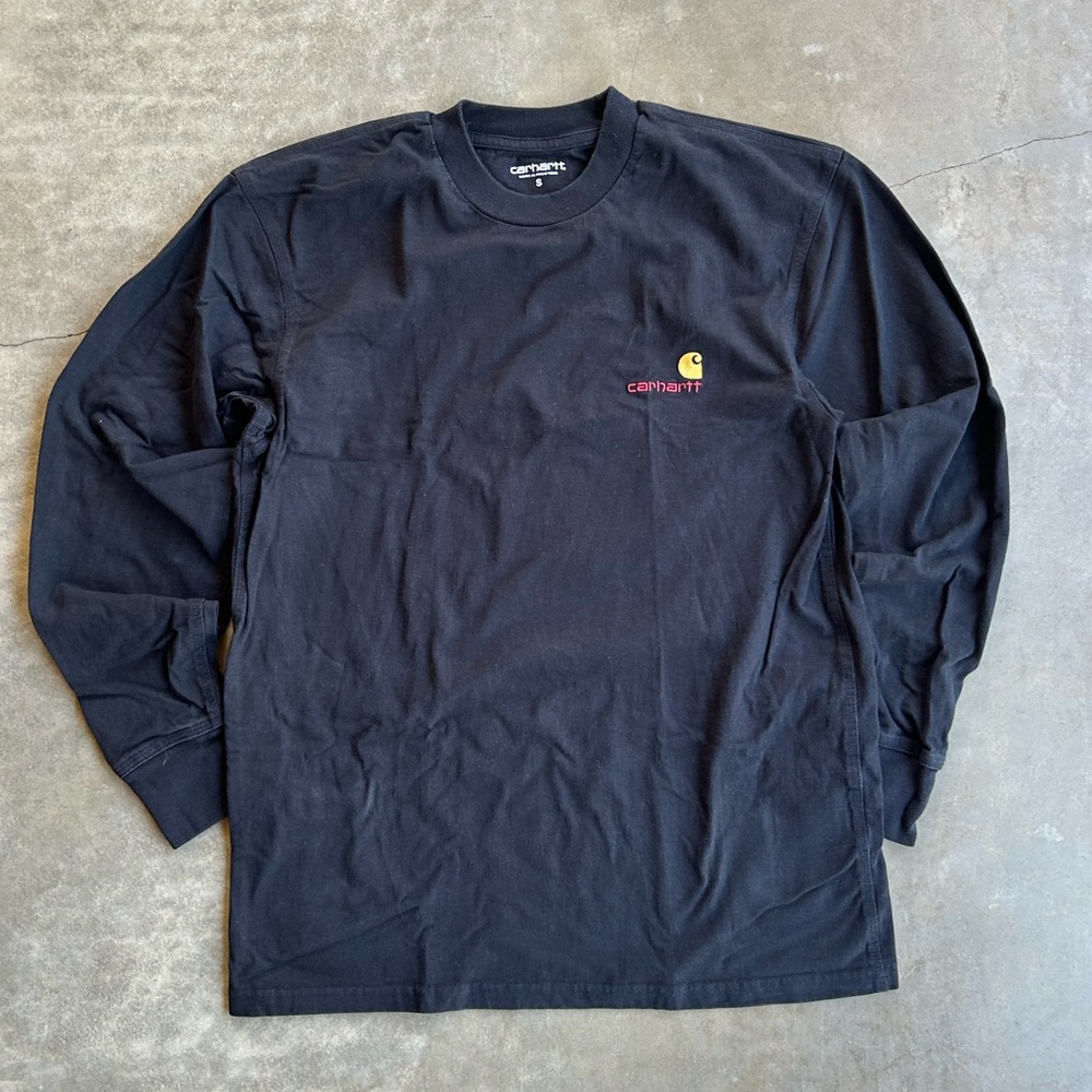 Carhartt WIP Black Long Sleeve Tee with Red Logo